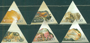 Украина, 2010, Минералы, 6 марок из блока